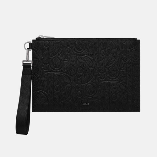 A5 Pouch Black Dior Gravity Leather and Black Grained Calfskin