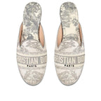 Dior Toile de Jouy Motif Flat Mules in Grey Stone
