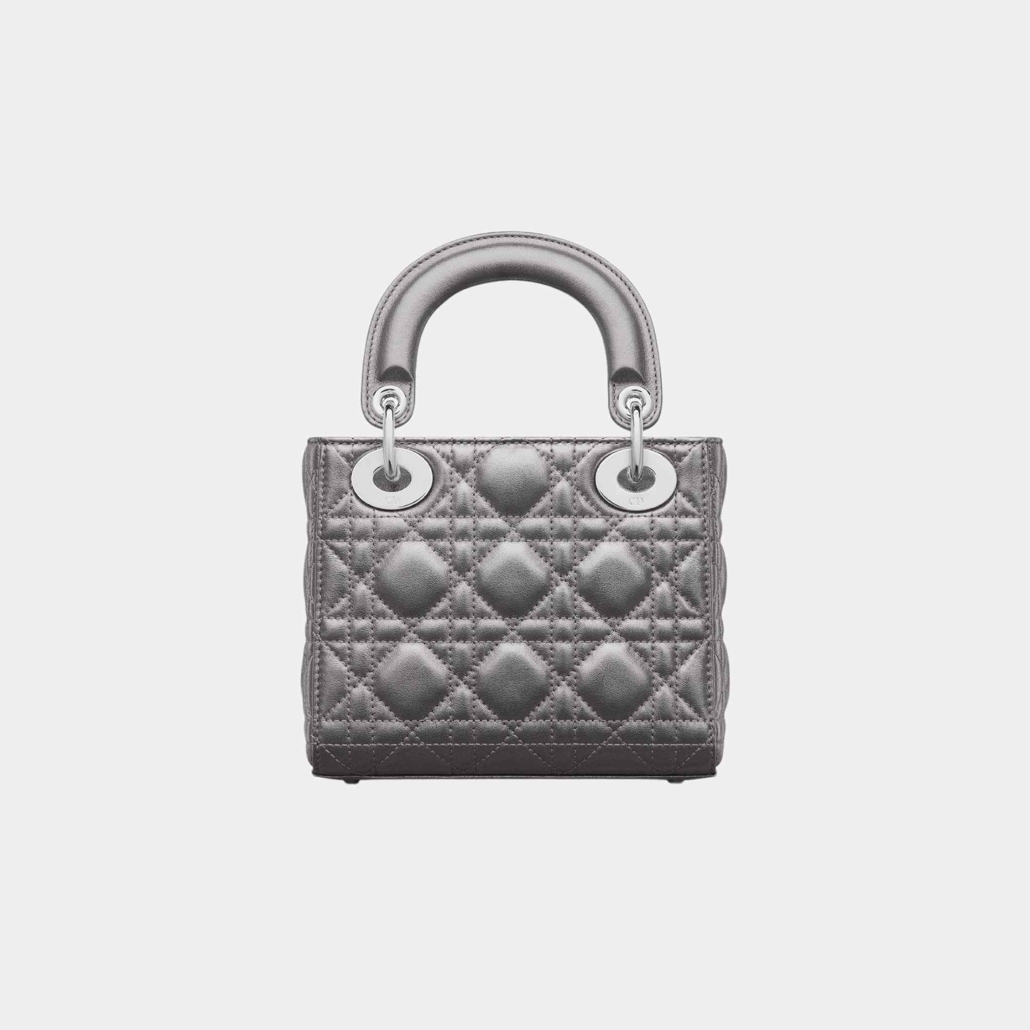 Mini Lady Dior Bag Metallic Silver Tone