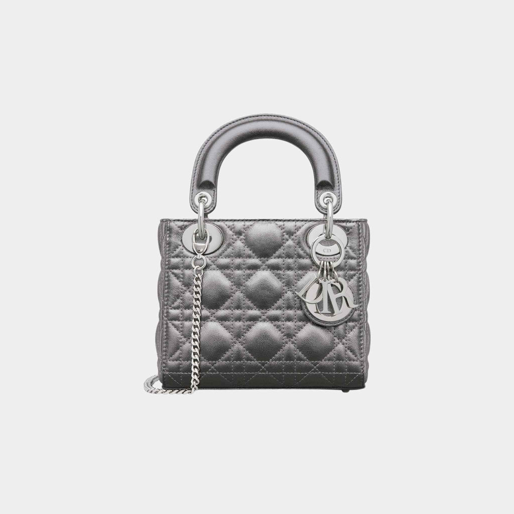 Mini Lady Dior Bag Metallic Silver Tone