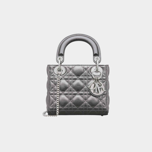 Mini Lady Dior Bag Metallic Silver Tone