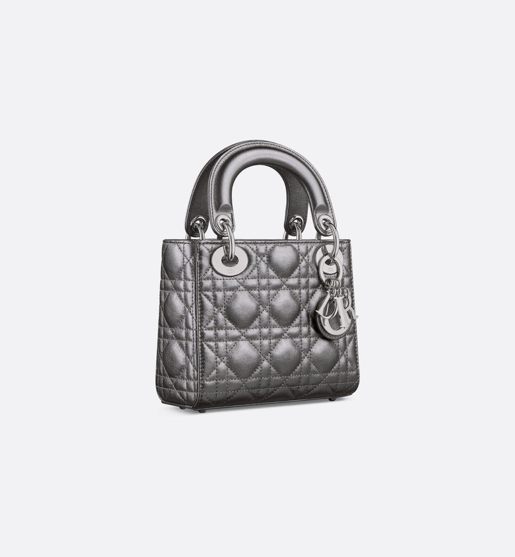 Mini Lady Dior Bag Metallic Silver Tone