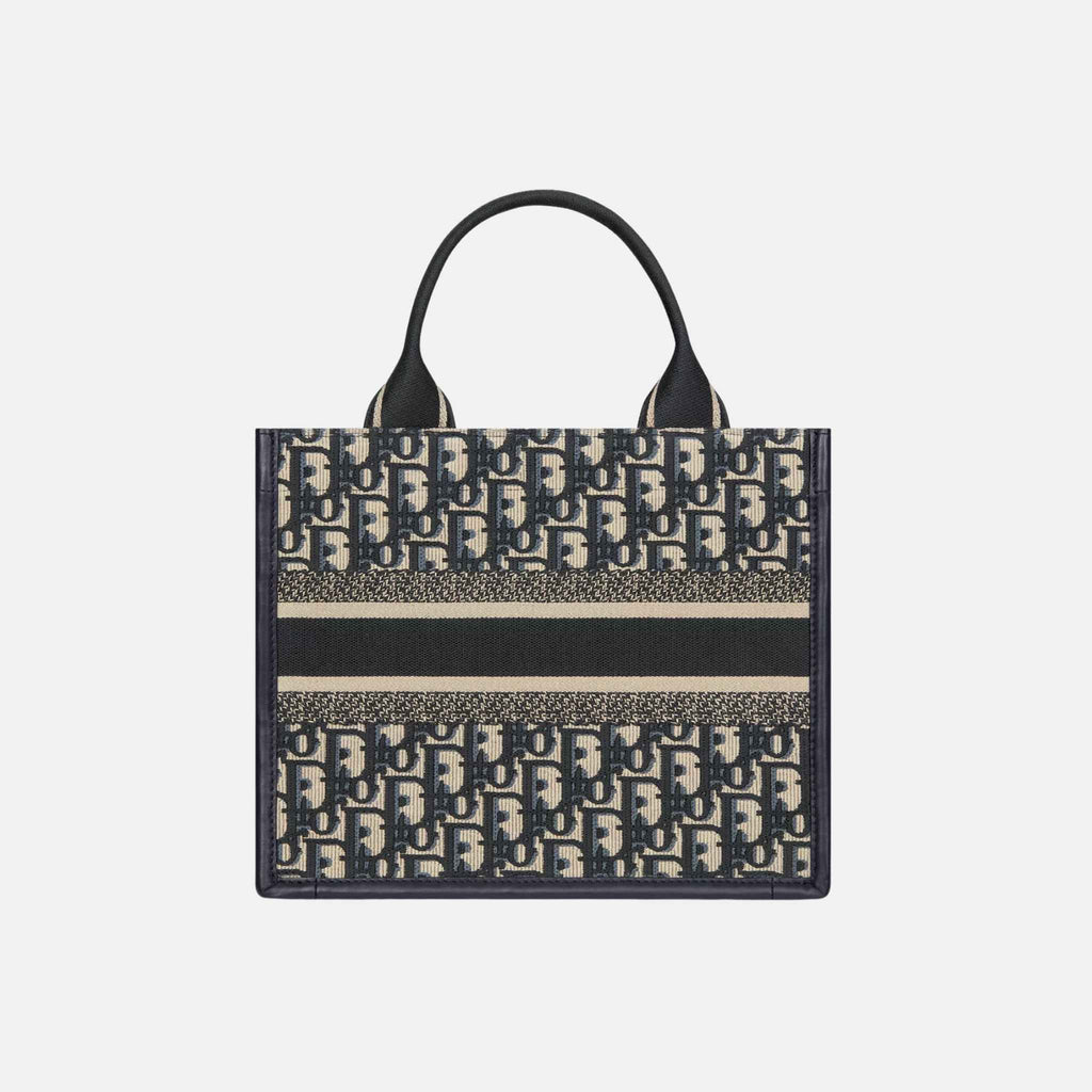Small Book Tote Dior Oblique Embroidery And Calfskin