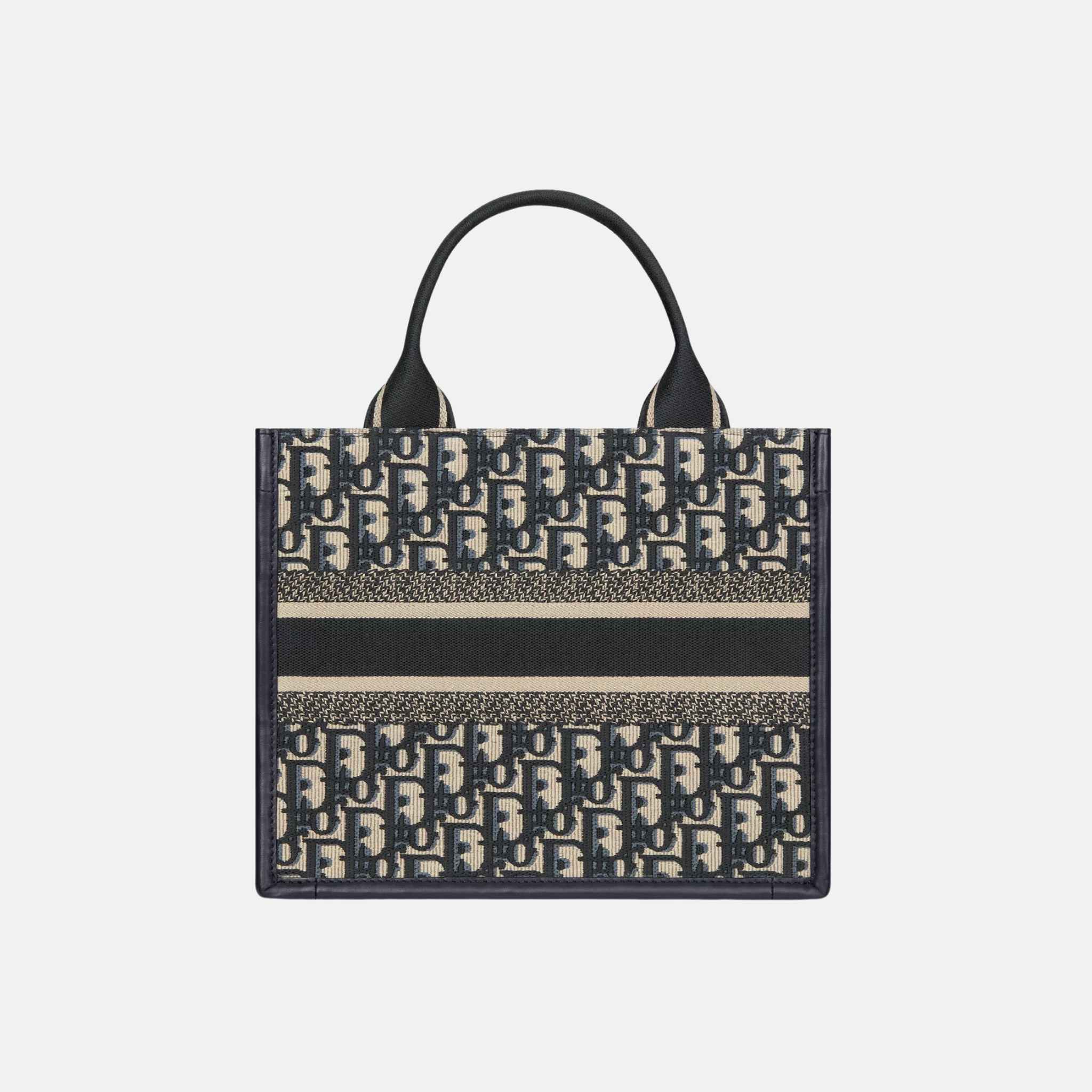 Small Book Tote Dior Oblique Embroidery And Calfskin