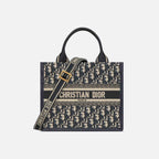 Small Book Tote Dior Oblique Embroidery And Calfskin