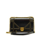 Dior Black Leather Medium Studded Diorama Shoulder Bag