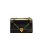 Dior Black Leather Medium Studded Diorama Shoulder Bag