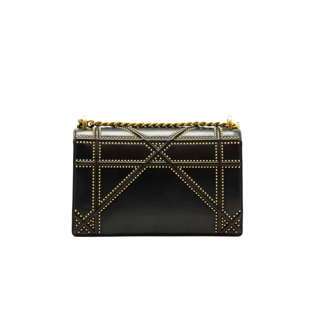 Dior Black Leather Medium Studded Diorama Shoulder Bag