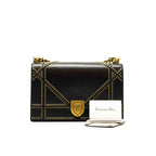 Dior Black Leather Medium Studded Diorama Shoulder Bag