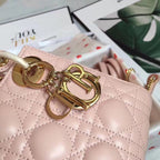 Dior Poudre Lambskin Mini Lady Dior Bag With Chain