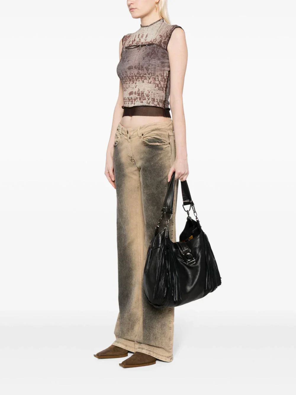 CELINE Dimitri Fringed Leather Shoulder bag