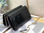 Dior 30 Montaigne Wallet On Chain In Black Patent Calfskin