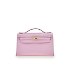 Hermes Kelly Pochette Mauve Sylvestre Swift Rose Gold Hardware