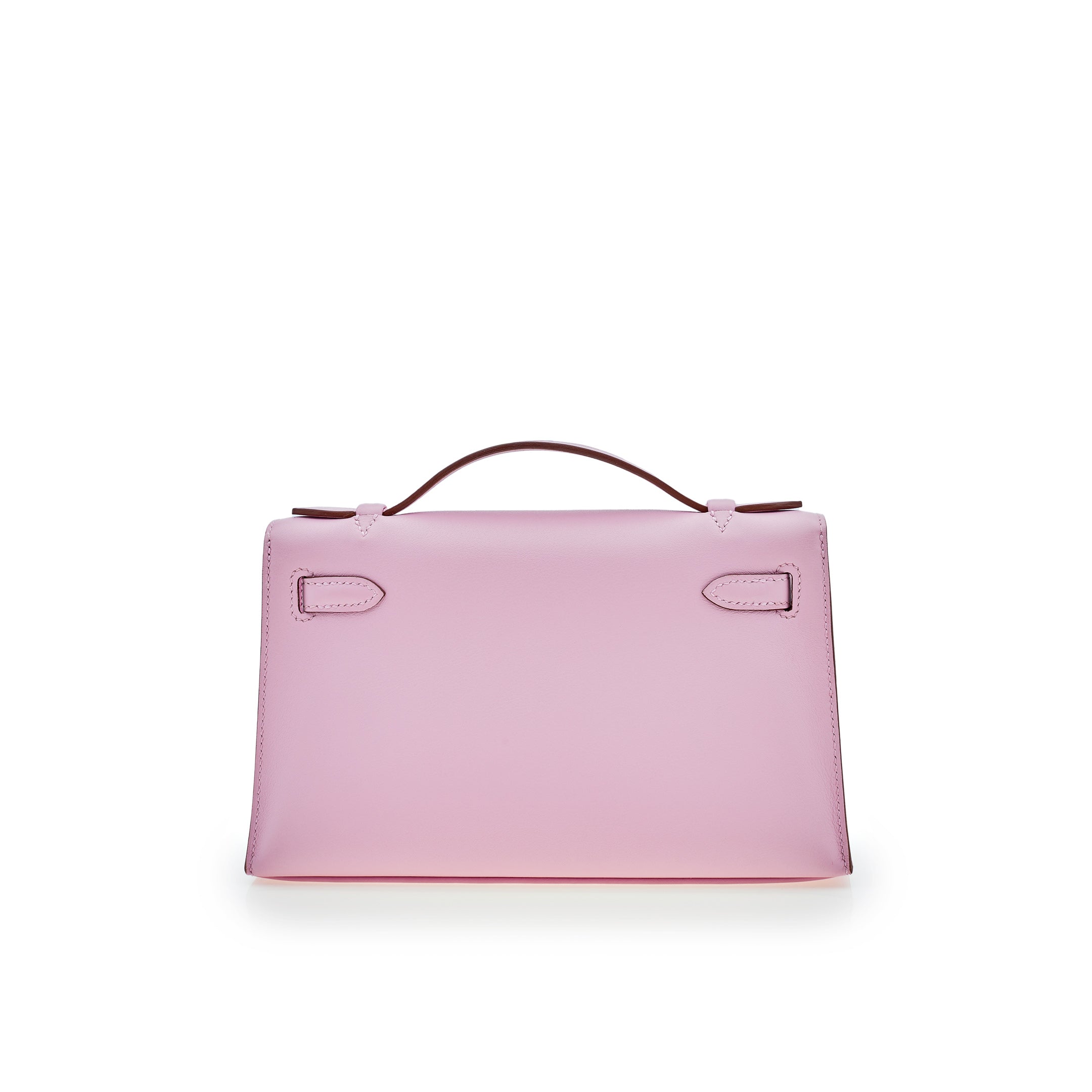 Hermes Kelly Pochette Mauve Sylvestre Swift Rose Gold Hardware
