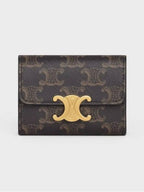 CELINE Triomphe Compact Coin Card Wallet Tan