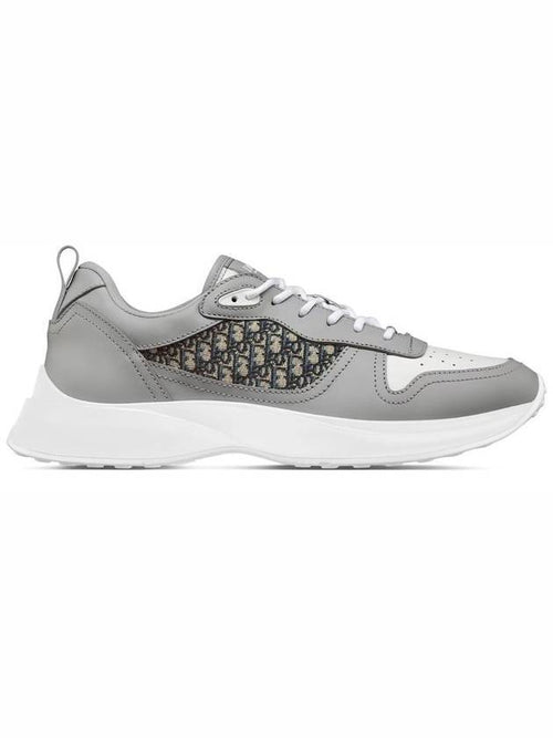 B25 Runner Smooth Calfskin Oblique Jacquard Low Top Sneakers White Grey Dior