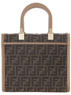 Fendi Sunshine FF Jacquard Fabric Small Tote Bag Brown