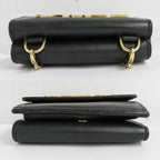 Fendi Chain Wallet 8M0481 Three Fold Wallet Mini Wallet Black Gold  Black Logo ather