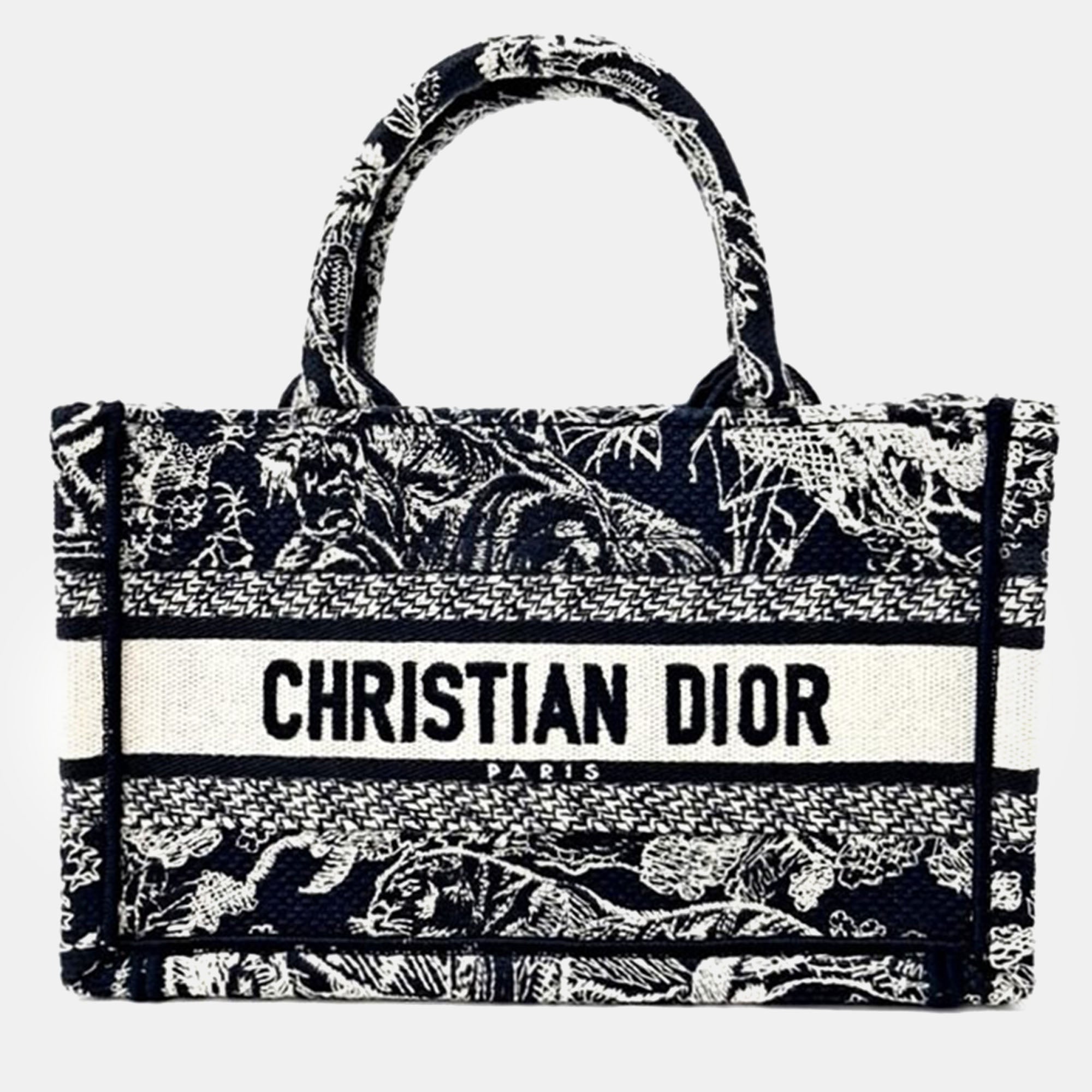 Dior Navy Blue Canvas Mini Book Tote Bag