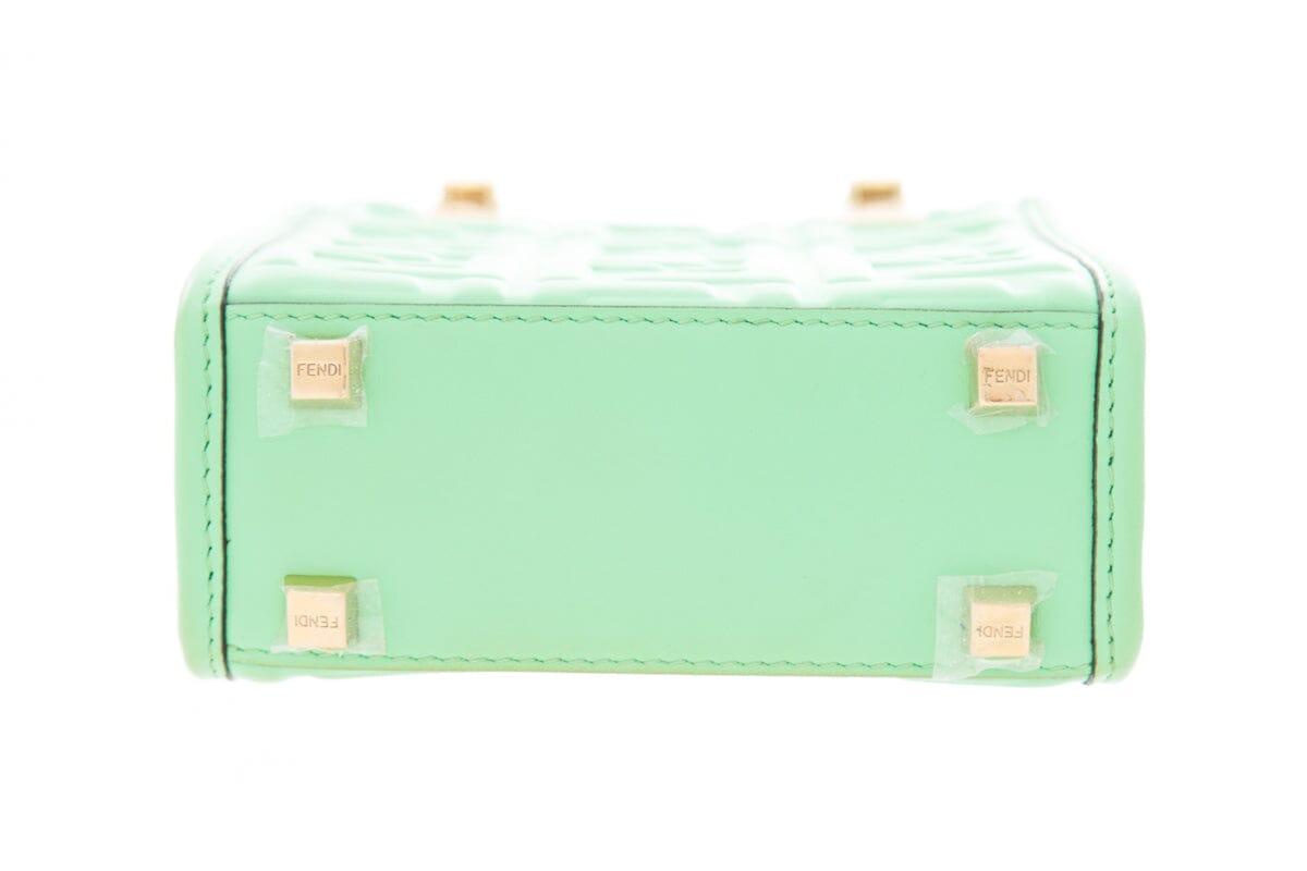 Fendi Green Logo Embossed Sunshine Shopper Handbag