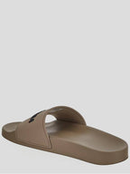 Balenciaga Logo Slides Slippers Beige