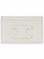 CELINE Coeur Triomphe Shaille Cuffskin Card Wallet Light Stone