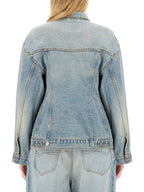 Balenciaga Hourglass Denim Jacket Light Blue