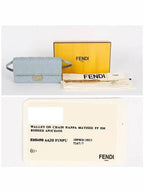 Fendi FF Baguette Nappa Leather Long Wallet Light Blue