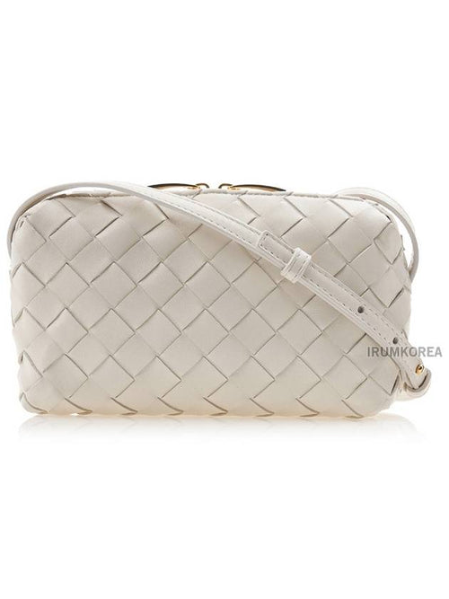 Bottega Veneta Intrecciato Leather Cross Bag White