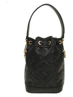 Fendi Mon Tresor FF Motif Leather Mini Bucket Bag Black