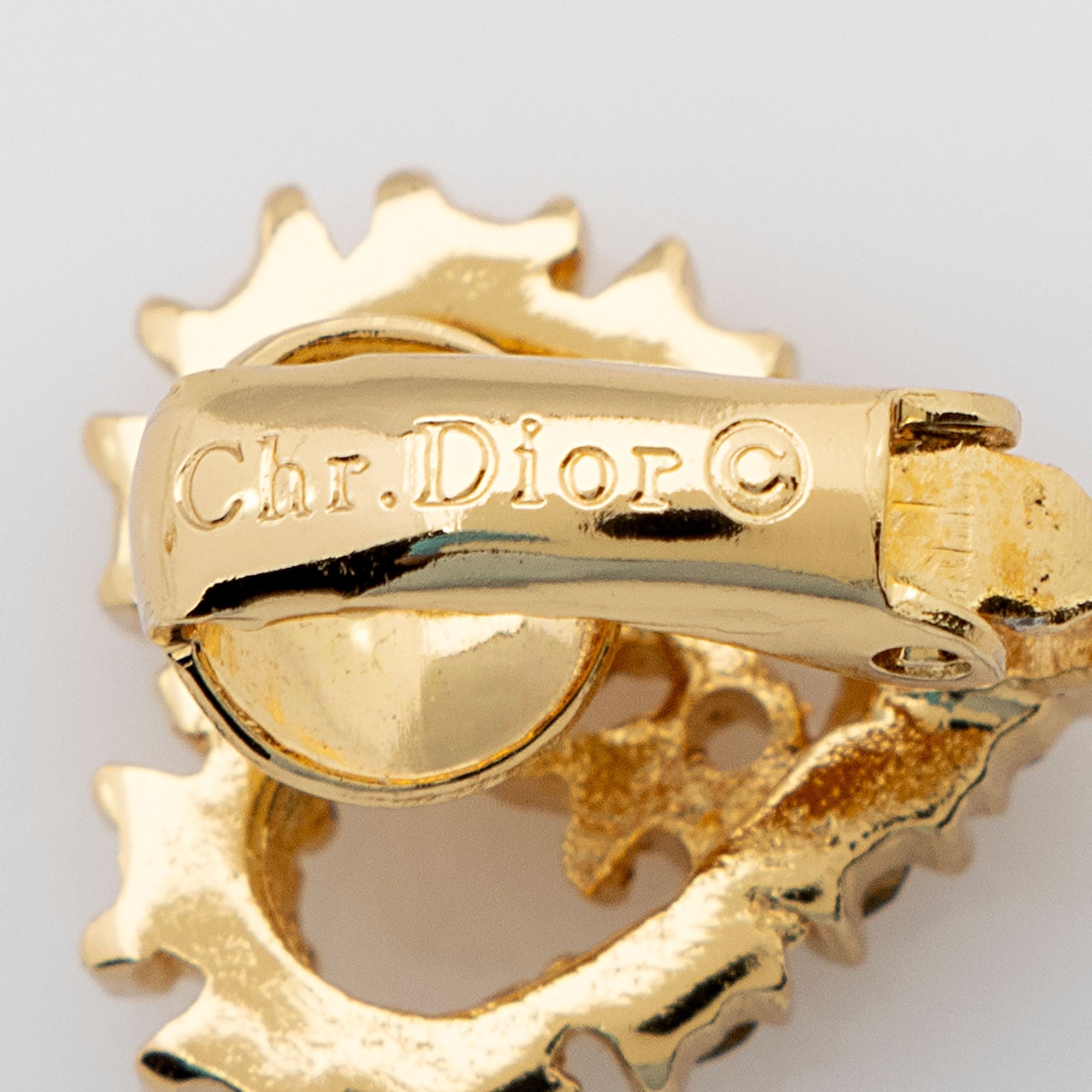 Dior Crystal Heart Clip on Earrings