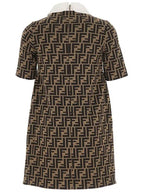 Fendi Kids Pullover Logo Dress Brown