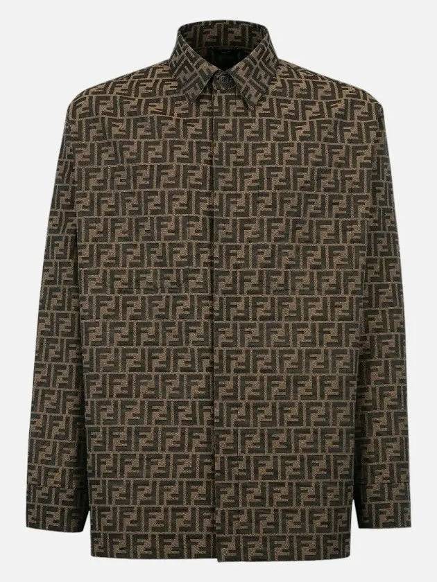 Fendi Men's FF Long Sleeve Shirt Brown