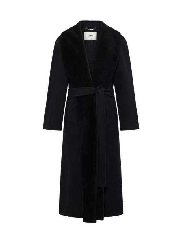 Fendi Shawl Collar Belt Coat Black