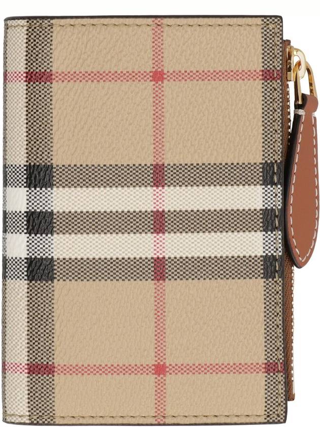 Burberry Vintage Check 2-Fold Half Wallet Beige