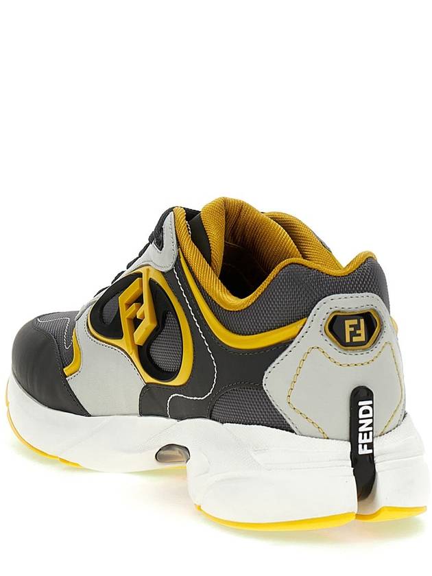 Fendi Forward Mesh Leather Low Top Sneakers Yellow Grey