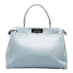 FENDI Peekaboo Top Handle Handbag Light Blue Leather Ladies