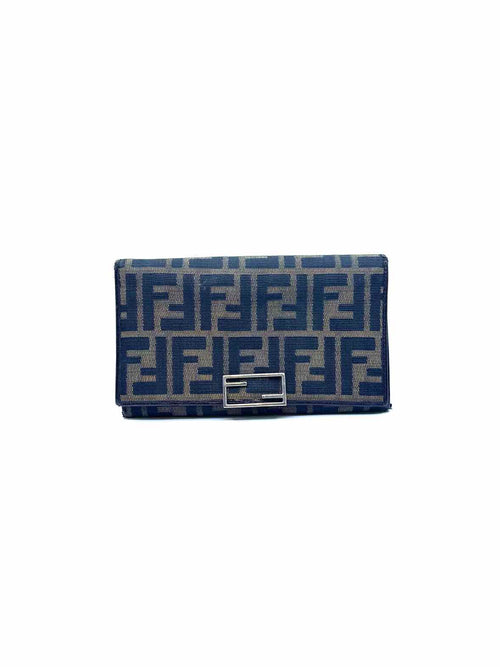 FENDI Brown Canvas Leather Monogram Wallet