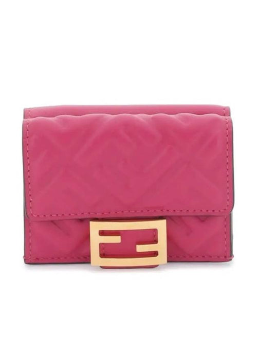 Fendi FF Baguette Flap Card Half Wallet Pink