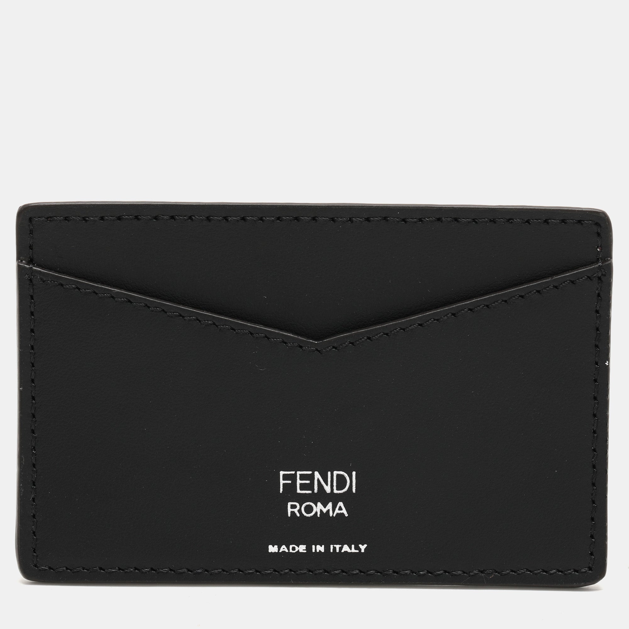 Fendi Black Coated Canvas And Leather Card Holder