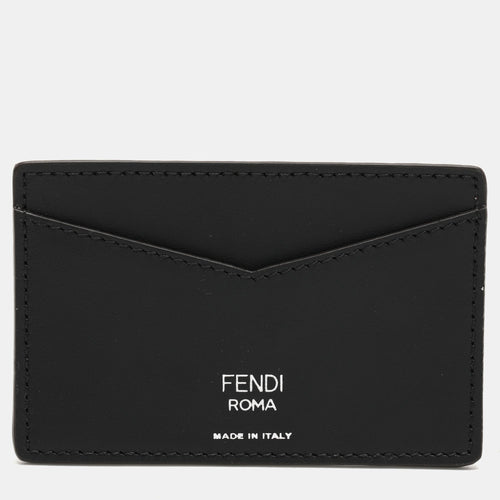 Fendi Black Coated Canvas And Leather Card Holder