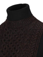 Fendi High Neck Cashmere Midi Dress Dark Purple