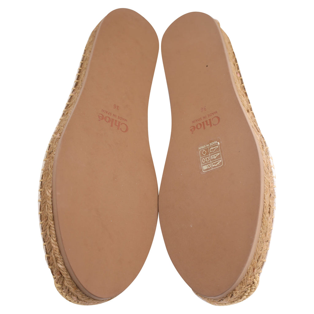 Chloe Woody Espadrilles Flats in Beige Leather