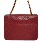 CHANEL - Single Flap Matelasse Red Lambskin Shoulder Bag