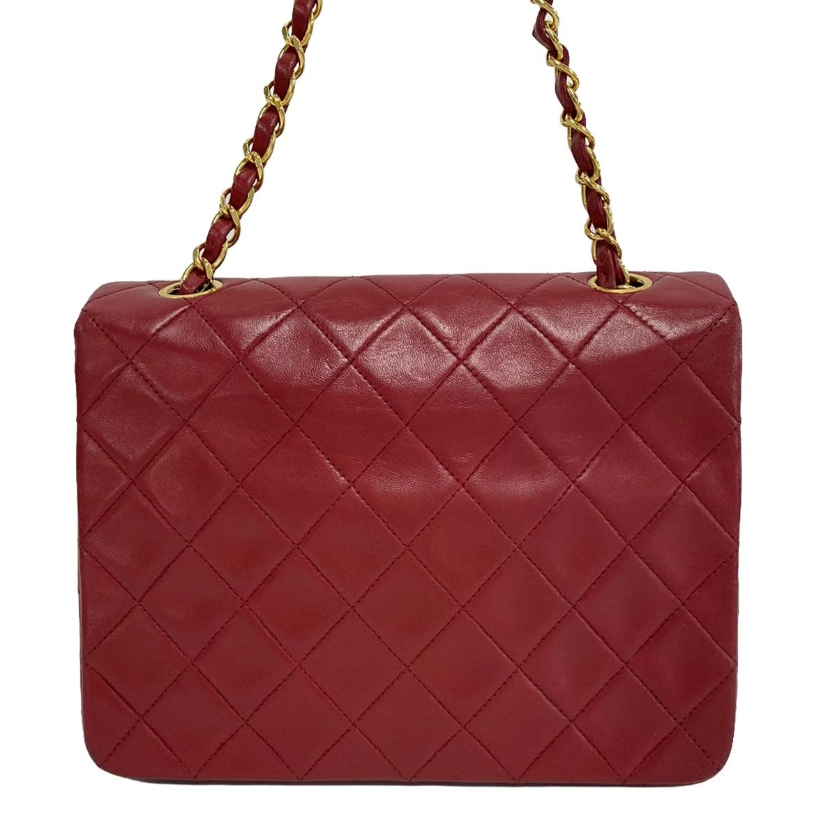 CHANEL - Single Flap Matelasse Red Lambskin Shoulder Bag