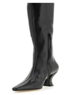 Bottega Veneta Almond Nappa Leather Heel Long Boots Black