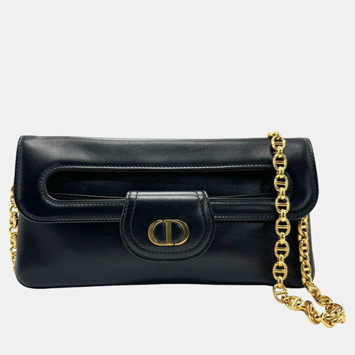 Dior Black Leather Medium DiorDouble Chain Bag