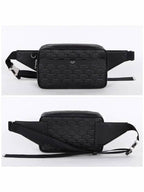 CELINE Calfskin Triomphe Embossed Belt Bag Black