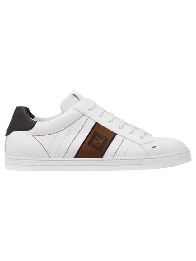 Fendi FF Logo Leather Low Top Sneakers White