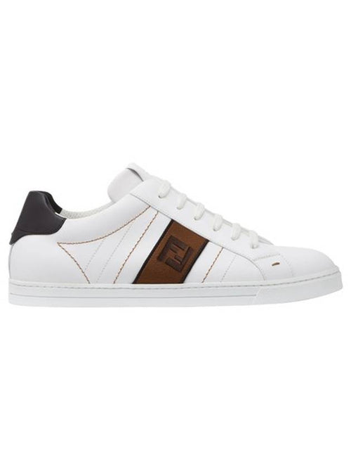 Fendi FF Logo Leather Low Top Sneakers White